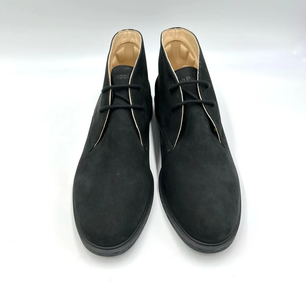 Hush Puppies Womens Size 8.5 Bailey Chukka 2 Black Nubuck Leather‎ Boots NEW